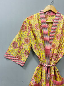 Batas Kimono de Algodón Estampado de Lujo para Mujer, Ropa de Dormir Informal para la Playa, Regalo Perfecto para Damas de Honor - Product Image 4