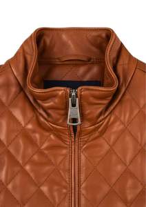 Chaleco de Cuero PU Acolchado Marrón para Hombre, Cuello Alto, Cierre de Cremallera, Ropa Exterior Informal para Otoño - Product Image 5