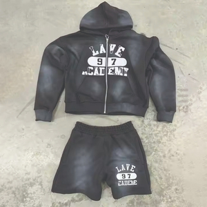 Nuevo Conjunto de Sudadera con Capucha y Pantalones Cortos, Ligero, Transpirable, de Corte Cuadrado, Liso, 100% Algodón Felpa, Hombros Caídos, para Invierno - Product Image 2