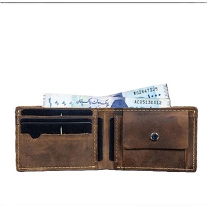 Men's <b>Brown</b> Bifold <b>Wallet</b> Vintage Billfold Custom Logo Multi Card Slots Pocket Snap Button Coin Purse Leather Cash Holder Crunch - Product Image 2