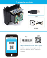 Mini scanner de codes-barres CMOS LV4200 intégré à montage fixe, capteur avec interface USB