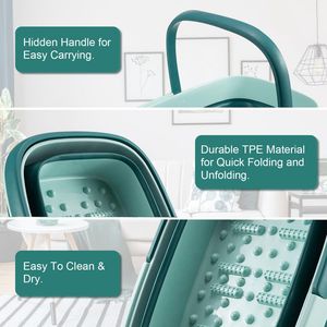 Lot de 2 bacs à bain de pieds pliables multifonctionnels de 15 L/4 gallons avec 8 rouleaux de massage et 54 billes SPA pour trempage et relaxation - Product Image 5