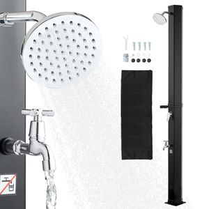 Doccia Solare da Esterno in PVC da 9,2 Galloni, Altezza 6,4 Piedi con Rubinetto a Pedale e Porta Sapone, Regolazione Acqua Calda e Fredda per Uso in Piscina - Product Image 1
