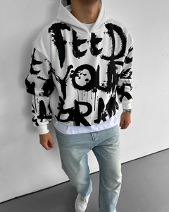 Sudadera con Capucha Moderna con Estampado de Letras, Estilo Clásico Retro, Skate, Hip Hop, Casual, Corte Regular, Deportiva, 100% Algodón Felpa - Product Image 5