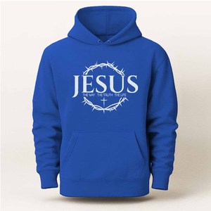 Sweat à capuche Jesus Loves Me pour hommes, femmes et jeunes, col rond, broderie en chenille, thème universitaire chrétien - Product Image 5