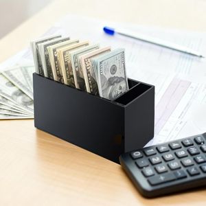 Organizzatore in Acrilico Nero Resistente a 8 Scomparti per Denaro e Banconote, Vassoio Portadenaro da Scrivania e Cassetto - Product Image 4