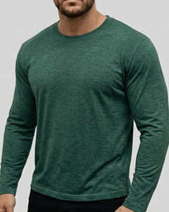 Men's Short Sleeve Neck Solid <b>Green</b> Cotton Jersey Casual T-Shirt Regular Fit Breathable Knitted Fabric 180g Eco-Friendly Back - Product Image 1