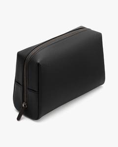 Pochette cosmétique en cuir de taille moyenne avec fermeture éclair, style minimaliste portable pour les voyages - Product Image 1