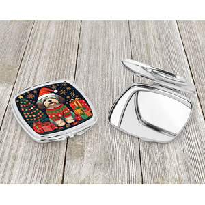 Espejo de maquillaje decorativo de Navidad habanero compacto, regalo de diseño de mano plegable portátil para mujeres y niñas - Product Image 3