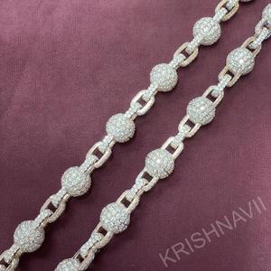 9mm Lab Diamond 14k Rose Gold Fully <b>Iced</b> <b>Out</b> Clustered Ball <b>Chain</b> Luxury Hip Hop Jewelry Necklace For Men And Women Premium - Product Image 3