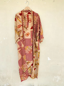 Robe Kimono Sari en soie d'été faite à la main Style de vie quotidienne vintage pour les saisons de printemps et d'automne - Product Image 6