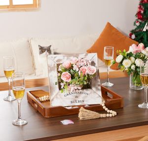 Acacia <b>Wooden</b> <b>Tray</b> with Handle, Rectangular Decorative Footstool <b>Tray</b>, Large Food and Beverage <b>Tray</b> - Product Image 3