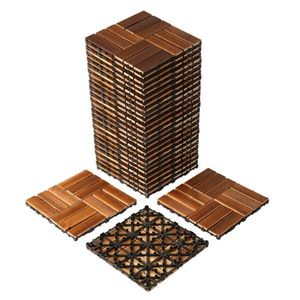 27pcs Wood <b>Interlocking</b> Deck <b>Tiles</b> 11.8"x11.8" Fireproof Waterproof <b>Flooring</b> for Indoor & Outdoor Patio Wood <b>Flooring</b> for Patio - Product Image 2