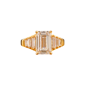 18K Rose Gold Emerald Cut Lab Grown Diamond Graduated <b>Ring</b> with 18K White Plating & Baguette Side Stones-Size <b>Resizable</b> - Product Image 4