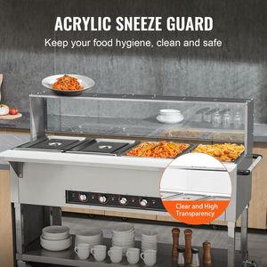 Scaldavivande Commerciale a 4 Vasche 2000W, Tavolo Elettrico a Vapore con 4 Vasche da 20.6QT e Protezione Antispruzzi in Acrilico per Buffet e Catering - Product Image 5