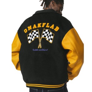 Veste universitaire noire et or pour homme PRIMEFIELD ENTERPRISES, avec logo brodé lettre S sur le devant, coupe droite, style décontracté pour l'hiver - Product Image 3