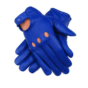 Unisex Red Leather Driving Gloves Half Finger Breathable Adjustable Wrist <b>Strap</b> All Seasons - Product Image 2