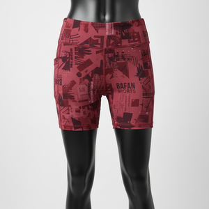 Short de sport rouge imprimé en polyester et élasthanne 230 GSM, tissu extensible doux, logo personnalisé par sublimation - Product Image 6