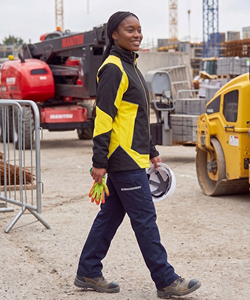 100% Polyester Reflective Safety <b>Jacket</b> Warm Windproof Workwear Construction <b>Jackets</b> Women Stand Collar Zip Up Safety <b>Jacket</b> Top - Product Image 3