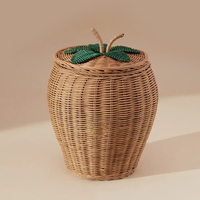 Magnifique panier à linge pour enfant en rotin, forme poire, paniers de rangement en tressage naturel, corbeille à linge pour enfants