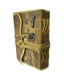 Carnet de notes/journal en cuir antique fait main, design Arbre de Vie vintage, reliure promotionnelle en papier, avec bord festonné - Product Image 3