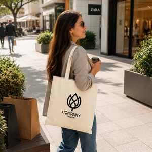 Sac fourre-tout en toile de coton robuste, écologique, réutilisable pour les courses, avec impression de logo personnalisé, poignée en coton, vente en gros - Product Image 4