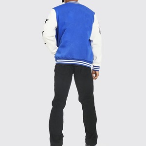 Men's Blue White Varsity <b>Jacket</b> Letter B Embroidered Patch <b>Stars</b> Preppy Style Baseball <b>Jacket</b> Regular Fit Autumn Wear - Product Image 3