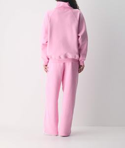 Womens Light Pink <b>Mock</b> <b>Neck</b> Sweatshirt Premium Heavyweight Fleece Pullover Oversized Loungewear Casual Activewear <b>Top</b> - Product Image 2