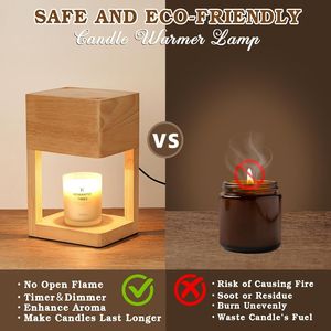 Dimmable Electric Candle Warmer Lamp with <b>Timer</b> 2 X 35 Watt Bulb Wood Jar Candle Warmers Birthday Gifts - Product Image 6