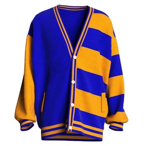 Suéter Cárdigan con Cuello en V, Bordado Acrílico, para Hermandades Universitarias, Manga Larga, Frente Abierto, Tejido Personalizado, Estilo Europeo, para Todas las Temporadas - Product Image 1