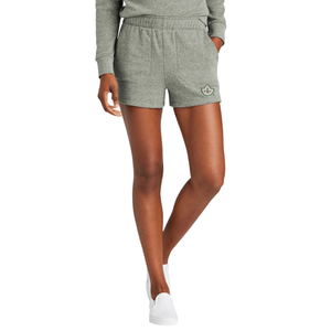 Heather Gray AKA Ivy Leaf Fleece Shorts AKA Women Cotton Blend Sweat Shorts Embroidered Casual <b>Athletic</b> Lounge Wear - Product Image 1