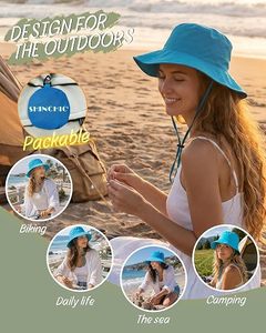 Chapeau Bob en Jean Unisexe Turquoise avec Broderie 3D, Sangle de Menton Réglable, Large Bord pour Plage et Sports de Plein Air - Quatre Saisons Décontracté - Product Image 3