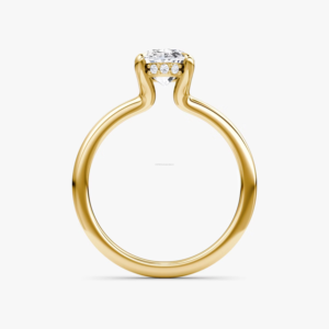 Bague de fiançailles pour femme en or jaune 14 carats avec diamant de laboratoire certifié IGI de 2 carats, taille ovale, halo caché minimaliste, pour anniversaire - Product Image 3