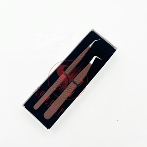 Pince à épiler d'extension de cils en fibre de vrac de haute qualité professionnelle durable de couleur mate marron foncé marque privée personnalisée en acier inoxydable - Product Image 6