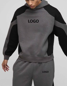 Ensemble de survêtement gris à capuche pour homme, sweat-shirt en coton, pantalon de jogging, coupe ample, décontracté, pour l'automne, avec logo imprimé, longueur intégrale - Product Image 5