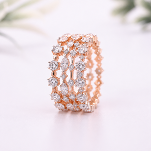 Ensemble de bagues empilables en or rose avec diamants de laboratoire, quatre pièces, alliance éternité, taille marquise, cadeau de fête, bijoux pour femme - Product Image 4