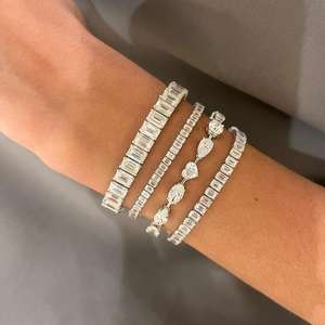 Bracelet tennis en diamants or 10k 14k 18k, taille émeraude, diamants de laboratoire, pleine éternité, 7 pouces, classique, pour usage quotidien, bijoux fins et élégants - Product Image 6