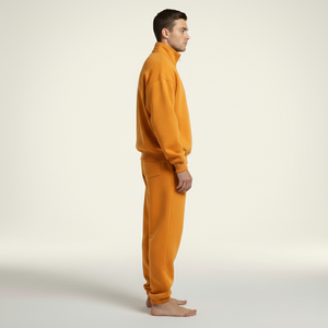 Conjunto Deportivo Unisex de Algodón, Sudadera con Cierre de Cremallera y Pantalones Jogger, Color Naranja, Fabricante Mayorista OEM - Product Image 3