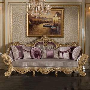 Juego de Sofás Seccionales en Forma de L de Diseño Europeo con Detalles Tallados, Cubierta de Madera Sólida, Ecológico y Duradero para Sala de Estar - Product Image 4