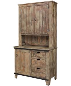 <b>Rustic</b> Wood Sideboard <b>Cabinet</b> with Corrugated Metal Panels and Drawers for Dining Room Storage - Product Image 2