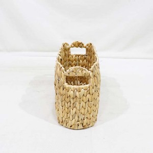 Hot Selling Natural Water Hyacinth <b>Straw</b> Rectangle Storage <b>Basket</b> Beige Color Rustic Organizer for Home Use - Product Image 3