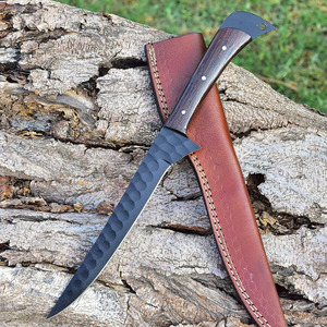 Custom Handmade Carbon Steel Fillet <b>Knife</b> Full Tang Resin Leather Sheath Modern Ambidextrous Outdoor Survival Eco-Friendly - Product Image 6