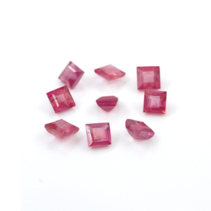 Rubis naturels de Bangkok, carrés calibrés de 7 mm, pierres précieuses de rubis naturelles facettées, prêtes à l'emploi pour la création de bijoux - Product Image 4