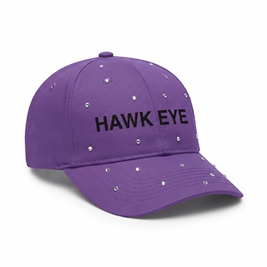 Casquette de baseball violette à 6 panneaux avec décoration en strass, boucle métallique réglable, chapeau unisexe tendance pour un usage décontracté - Product Image 3