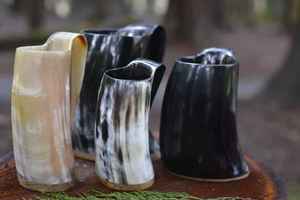 Vintage Eco-Friendly Buffalo Horn Drinking <b>Mug</b>-Durable <b>Large</b> Capacity Customizable Size - Product Image 2
