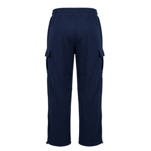 Pantalones Deportivos Cargo Azul Marino para Hombre, Cintura Elástica con Cordón, Múltiples Bolsillos, Joggers Casuales de Punto, Ropa de Otoño - Product Image 3