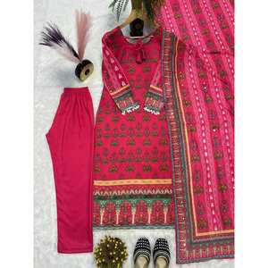 Hermosa ropa de fiesta para mujer Top-Bottom y Dupatta Set Elegante y elegante - Product Image 3