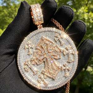 Silver Iced Out Moissanite Pendant Crown <b>Cross</b> Hip Hop Micro Insert Unisex Necklace <b>Charm</b> - Product Image 1