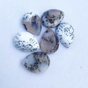 Agate Dendritique Naturelle Grade AAA, Cabochon Taillé Poire, Calibrée, Blanc et Noir, Pierre Précieuse Certifiée par un Certificat Tierce Partie - Product Image 4