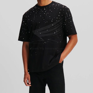 T-shirt en coton respirant 100 % avec strass, col rond, confortable, style streetwear, personnalisable, haute qualité, fabrication usine, vente chaude - Product Image 4